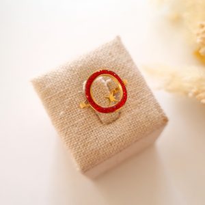 Bague Étoile et Strass Rouge