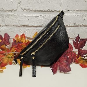 Banane SACHA cuir métallisé double zip