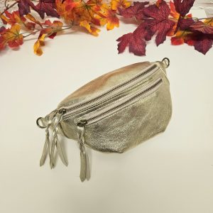 Banane SACHA cuir métallisé double zip