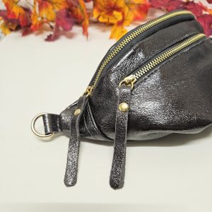 Banane SACHA cuir métallisé double zip