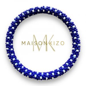 Bracelet Népalais Maison Kizo Motif Bleu majorelle et blanc