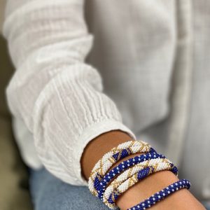 Bracelet Népalais Maison Kizo Motif Bleu majorelle et blanc