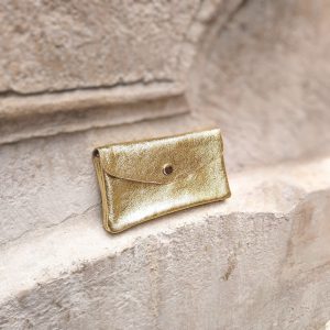 Portefeuille cuir Grand format métallisé compacte