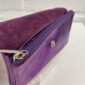 Portefeuille cuir Grand format métallisé compacte