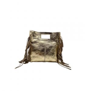 Sac cuir brillant doré à franges Indiana