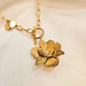 Collier Grosse maille à Pendentif fleur ????