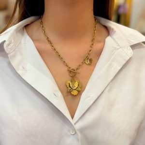 Collier Grosse maille à Pendentif fleur ????