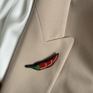 Broche Brodée Piment Rouge