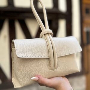 Sac à main LÉA en cuir grainé beige