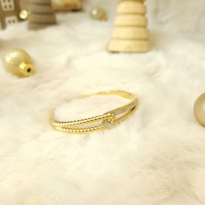 Jonc acier inoxydable doré Strass