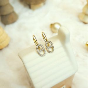 Boucles d’oreilles maille marine strass dormeuse