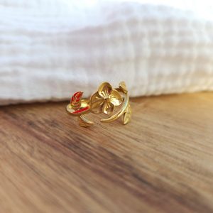 Bague fleur entrelacée dorée