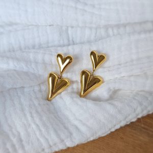 Boucles d’oreilles pendantes cœurs