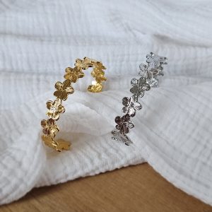 Jonc fleur doré/argenté